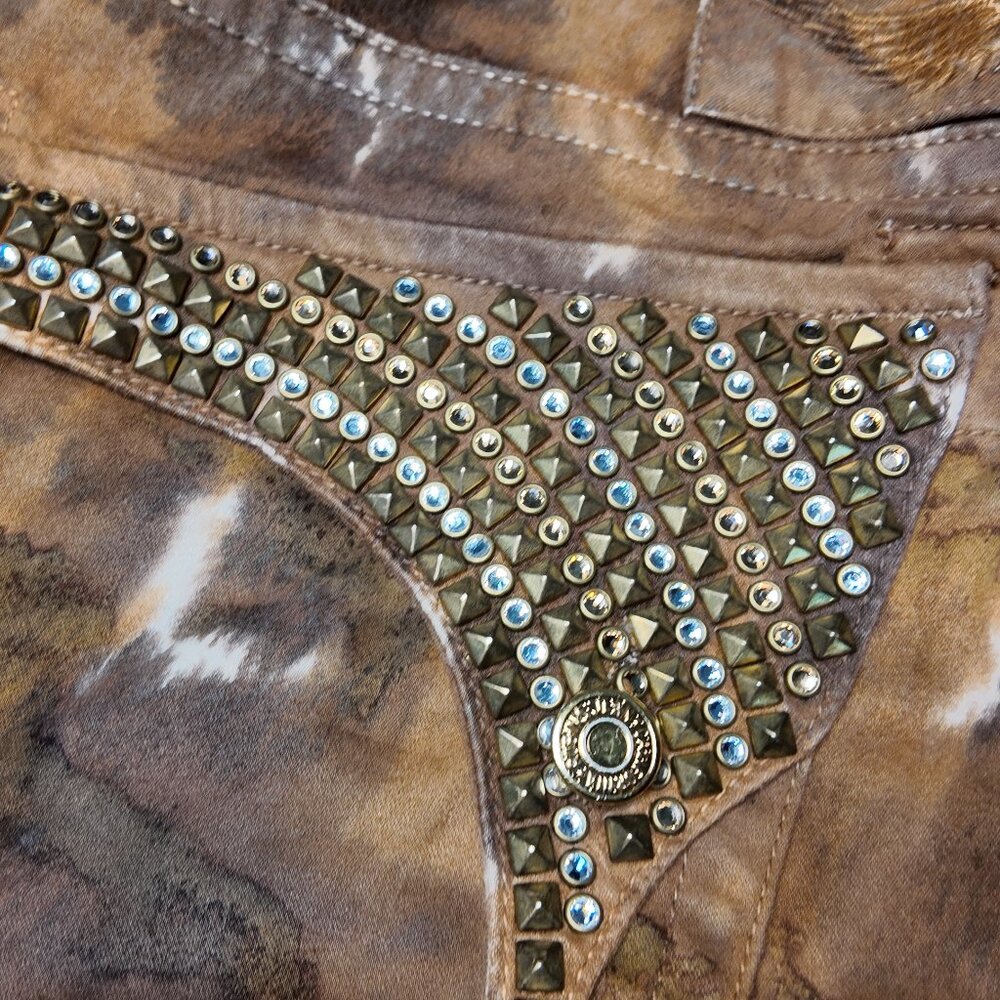 Robins jeans, brown/lightbrown/white wash, Waist 31-32 and inseam 30